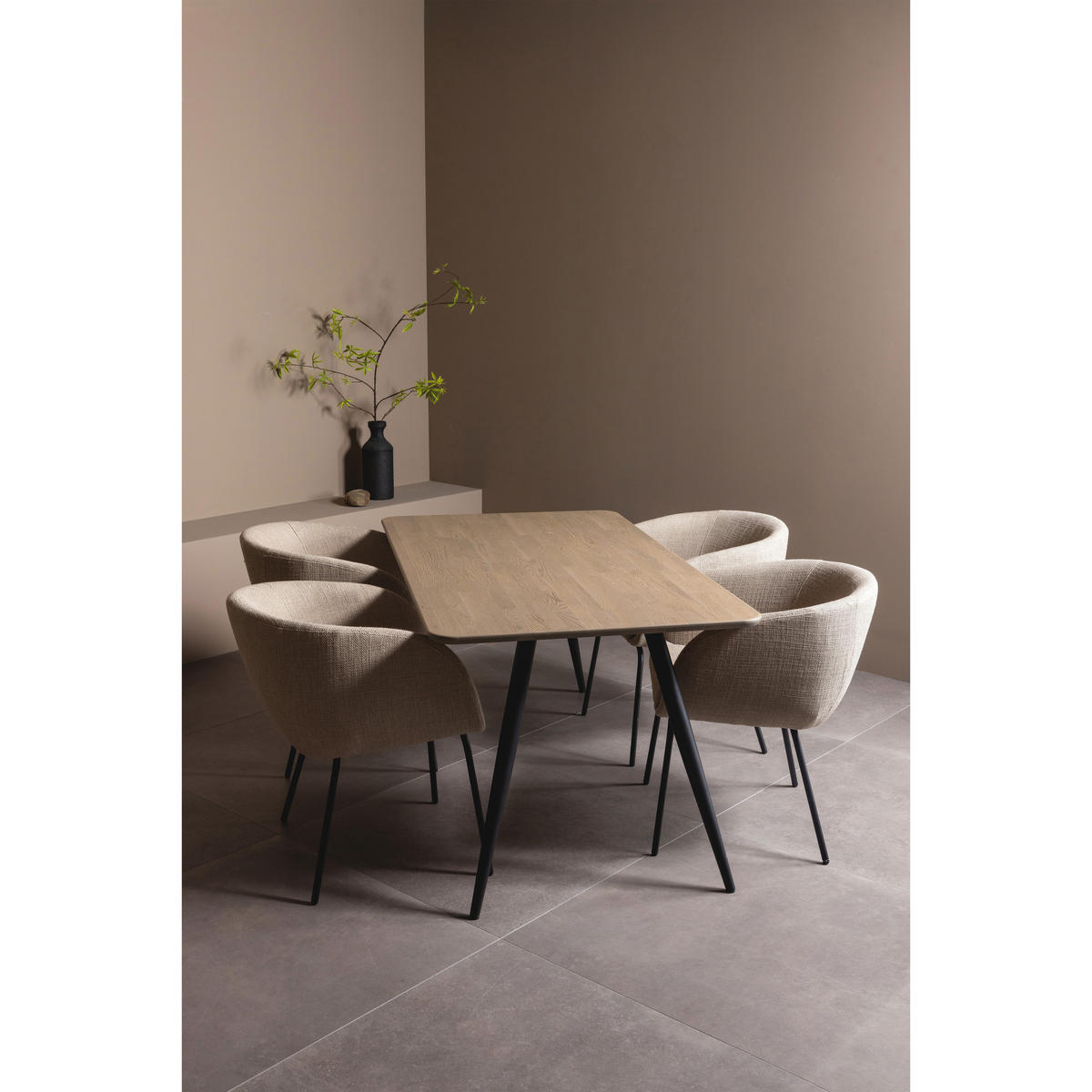 ARMLEHNSTUHL  ,  , Bouclé  ,  - Schwarz/Naturfarben, Design, Textil/Metall (61/77/63cm) - Livetastic