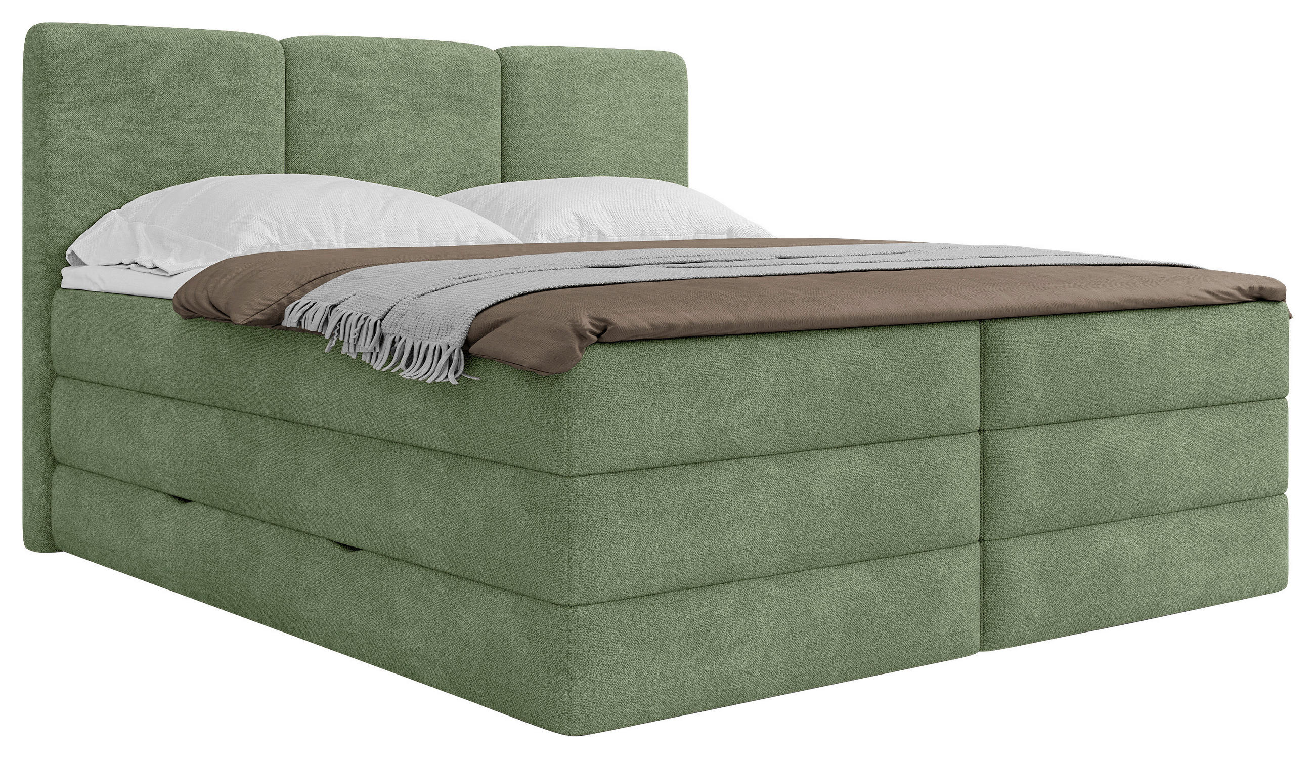 BOXSPRINGBETT 200/200 cm,  in Grün, Bettkasten, Topper, H2 + H3 = mittel + fest  - Schwarz/Grün, MODERN, Holz/Kunststoff (200/200cm) - MID.YOU