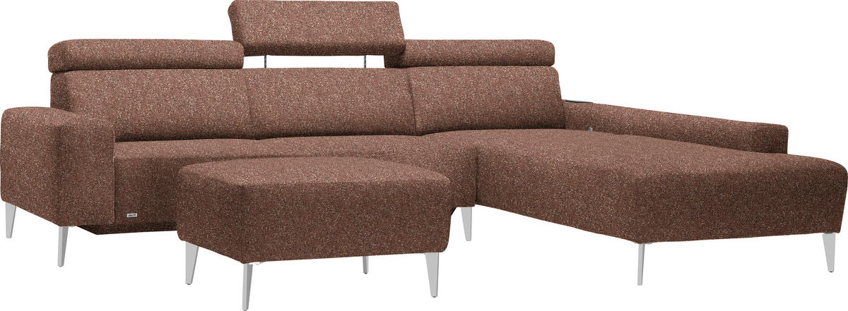 ECKSOFA  in Mikrovelours Terracotta  288/205 cm  - Terracotta/Alufarben, Design, Textil (288/205cm) - Sedda