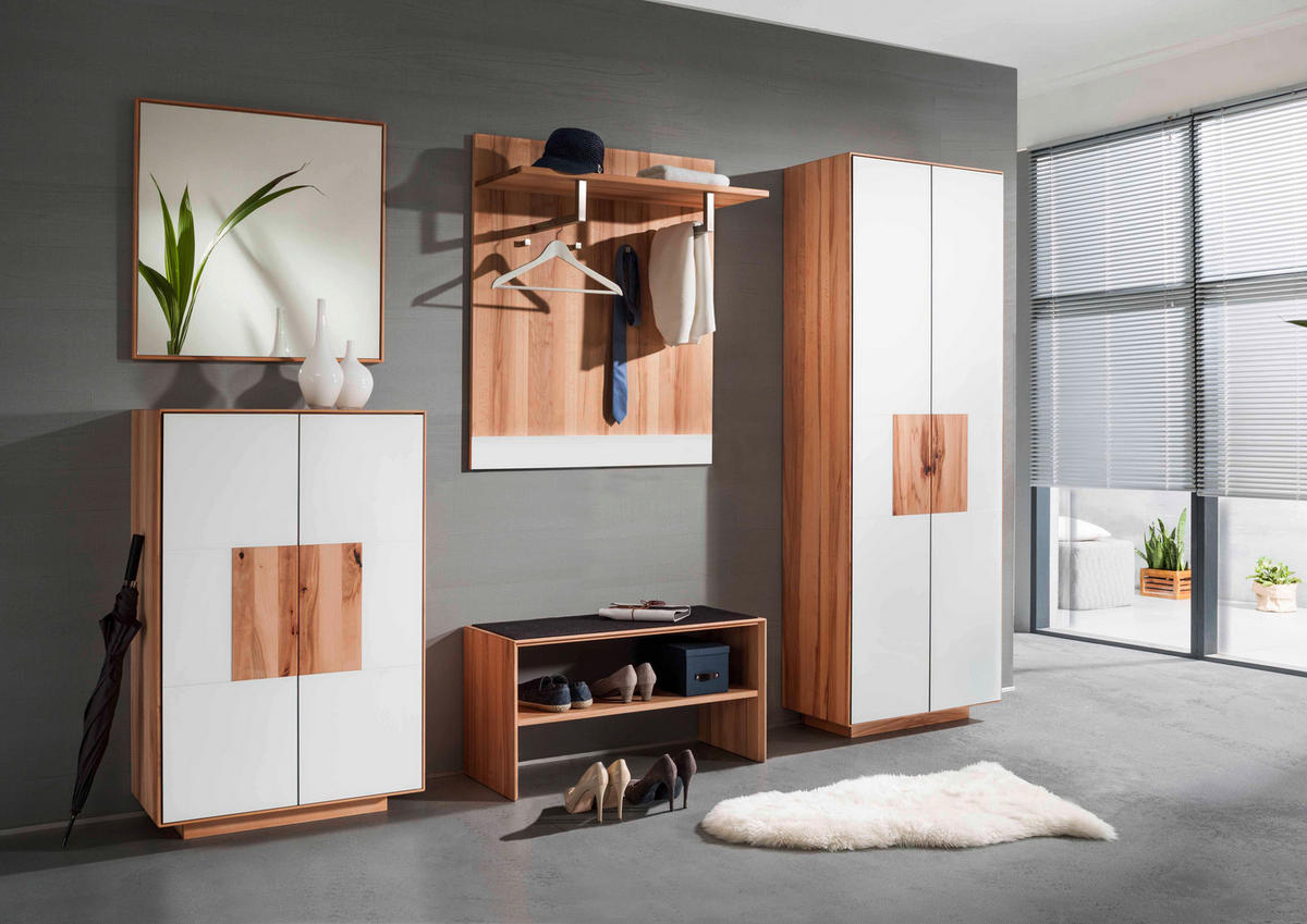 GARDEROBENSCHRANK  in 72/198/37 cm  - Buchefarben/Weiß, MODERN, Glas/Holz (72/198/37cm) - Linea Natura