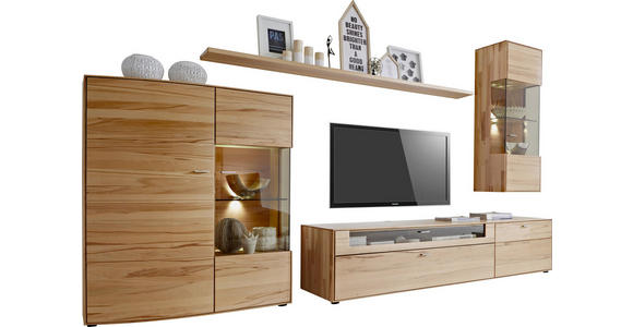 WOHNWAND in Buchefarben - Edelstahlfarben/Buchefarben, Natur, Glas/Holz (333/202/55cm) - Valnatura