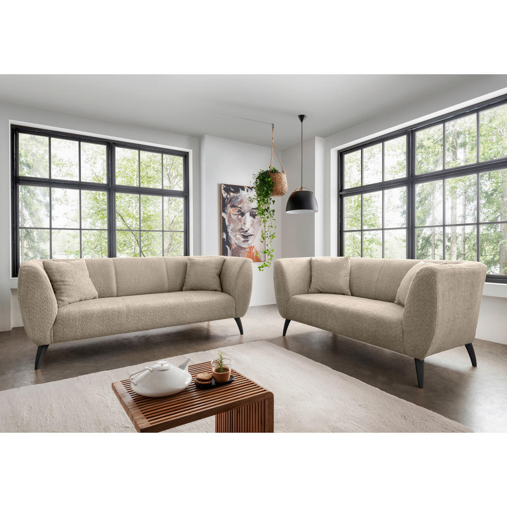 Thumbnail - Mid.you 3-Sitzer-Sofa, Beige, Textil, Buche, Uni, Füllung: Schaumstoff, 208x83x88 cm, Made in EU, Typenauswahl, Rücken e...