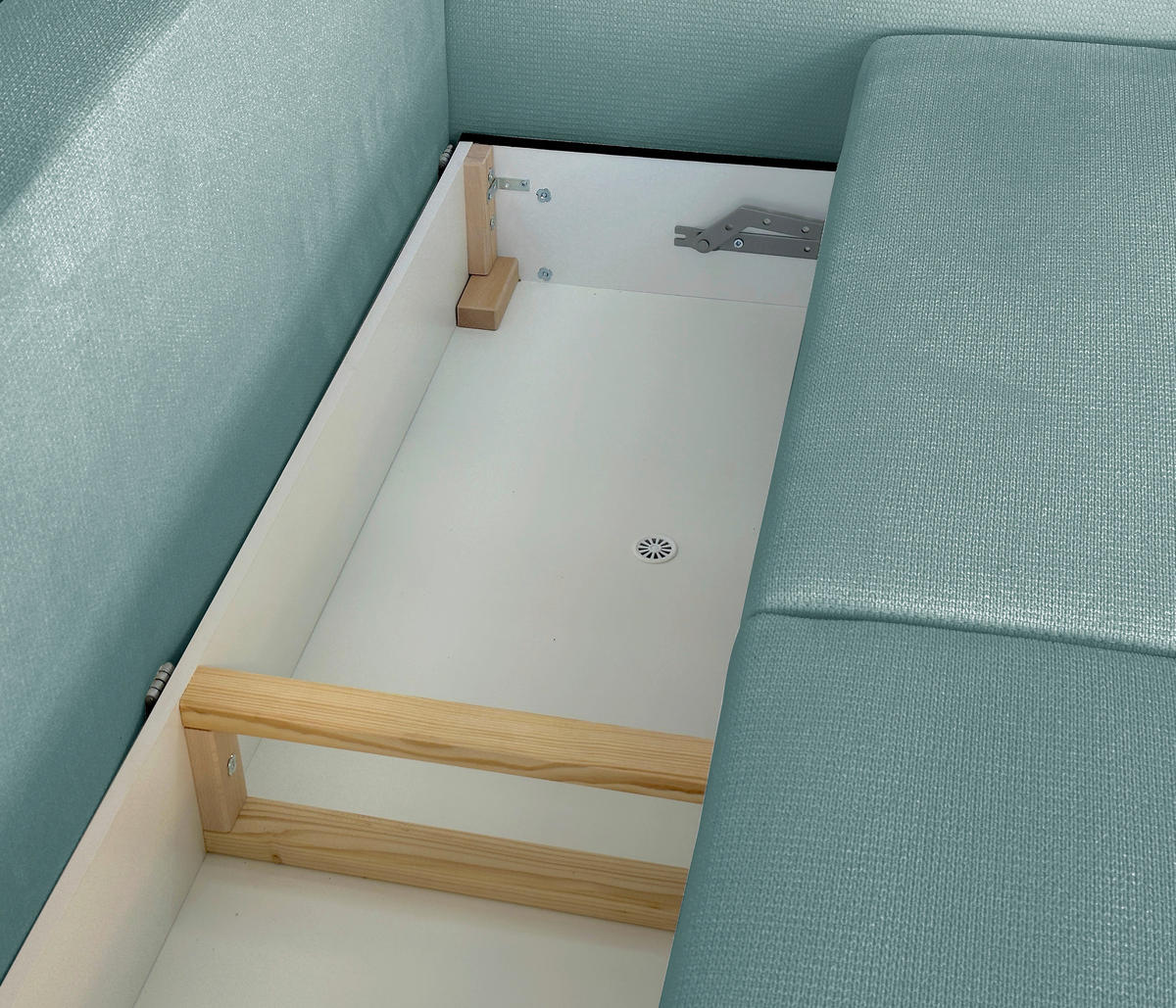 SCHLAFSOFA  mit Liegefunktion Webstoff Türkis  - Türkis/Schwarz, Design, Holz/Kunststoff (216/96/102cm) - MID.YOU