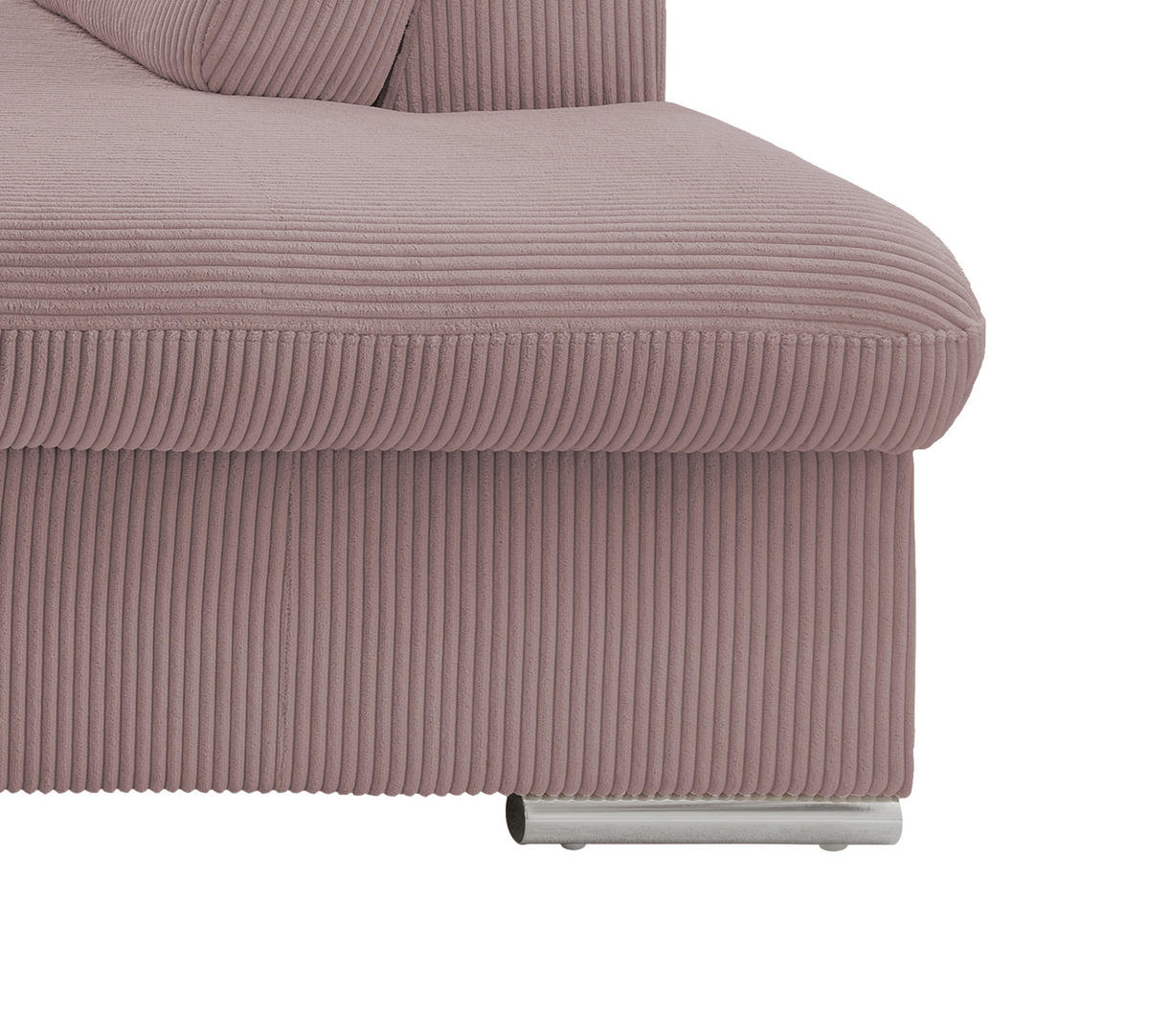 ECKSOFA in Cord Rosa  - Chromfarben/Rosa, Design, Textil/Metall (283/228cm) - Livetastic