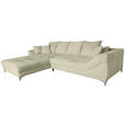 ECKSOFA Beige Chenille - Chromfarben/Beige, KONVENTIONELL, Textil/Metall (227/329cm) - Carryhome
