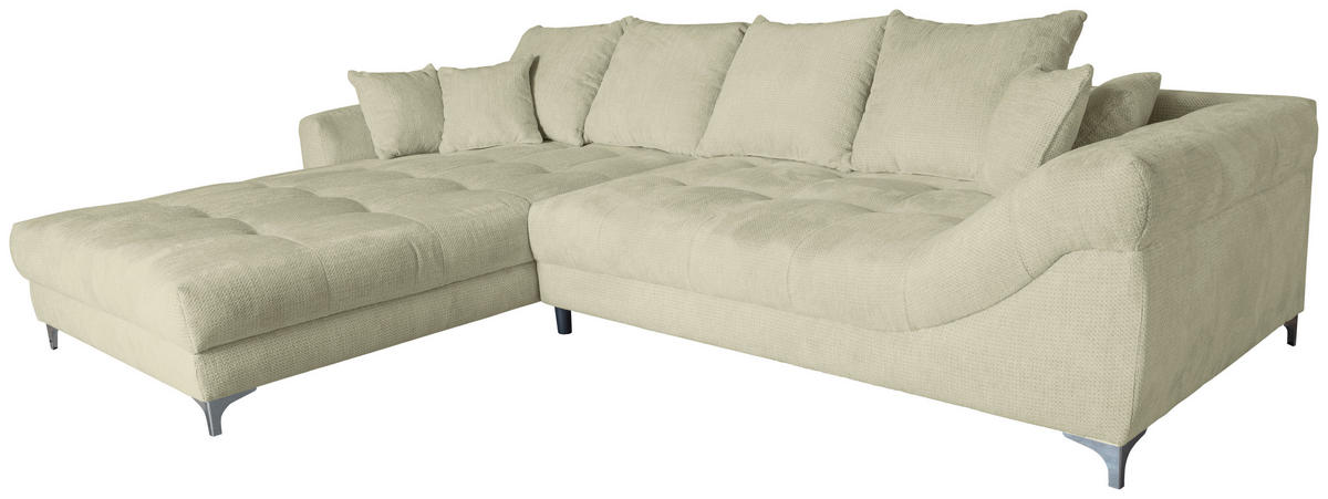 ECKSOFA Beige Chenille  - Chromfarben/Beige, KONVENTIONELL, Textil/Metall (227/329cm) - Carryhome
