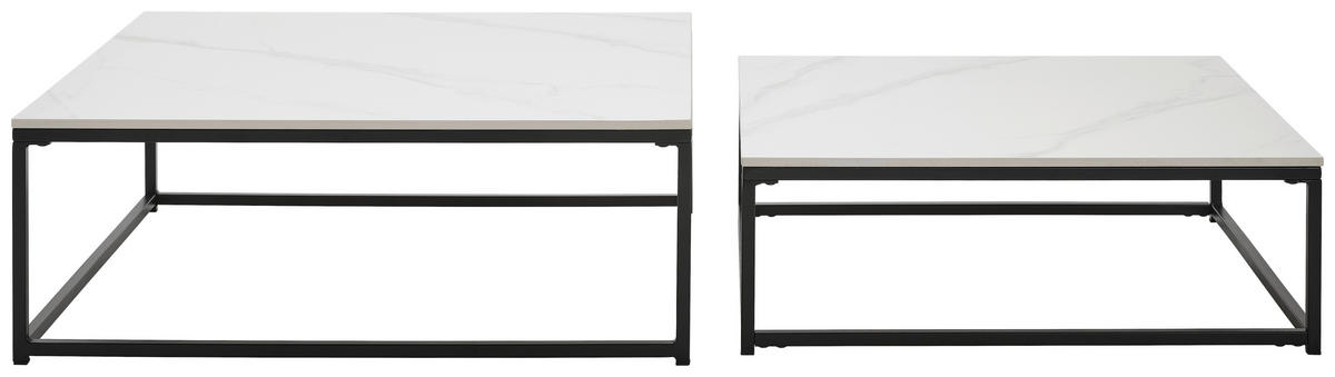 SADA KONFERENČNÍCH STOLKŮ, bílá, černá, kov, keramika, 75/65/27/22/75/65 cm - bílá/černá, Design, kov/keramika (75/65/27/22/75/65cm) - Livetastic