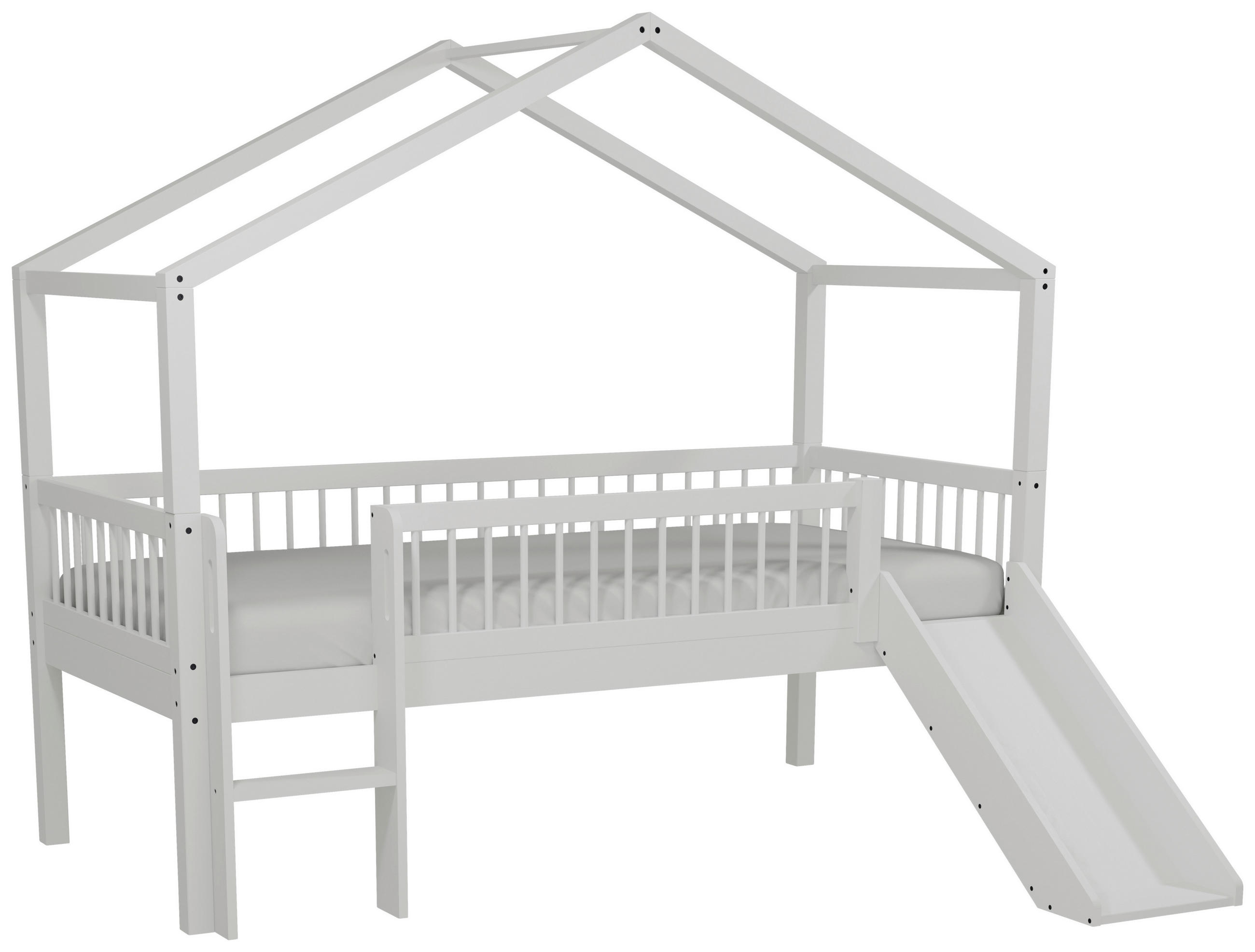 HAUSBETT Absturzsicherung, Leiter, Rutsche, Rollrost 90/200 cm  - Naturfarben/Weiß, MODERN, Holz (90/200cm) - Vipack