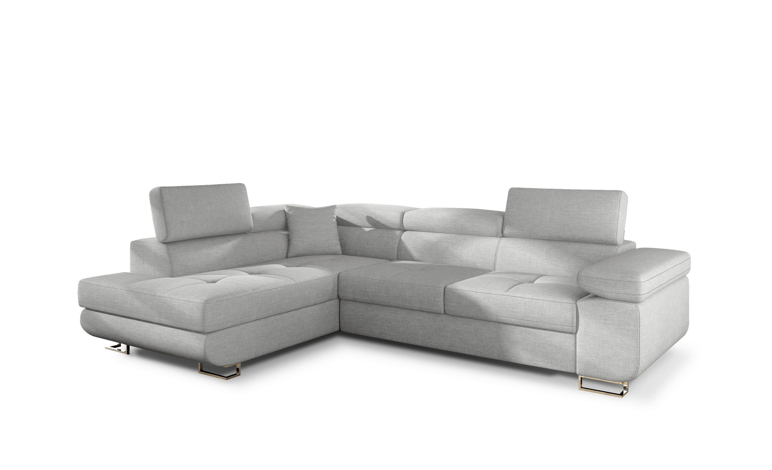 ECKSOFA Grau Textilgeflecht  - Chromfarben/Grau, Design, Textil/Metall (203/272cm) - MID.YOU