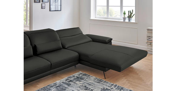 ECKSOFA in Echtleder Graubraun  - Graubraun/Schwarz, Design, Leder/Metall (328/193cm) - Dieter Knoll