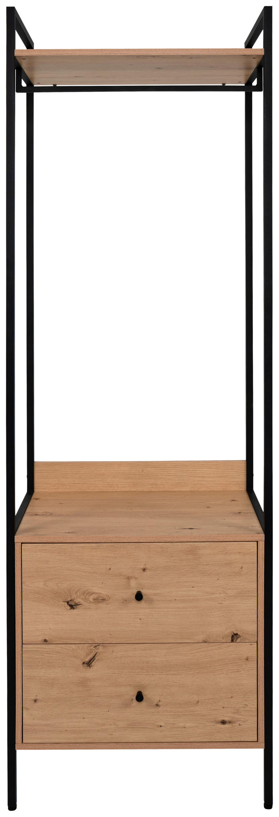 Garderobe Dhaka 64/190/40 cm  - Schwarz, Modern, Holzwerkstoff/Metall (64/190/40cm) - Livetastic