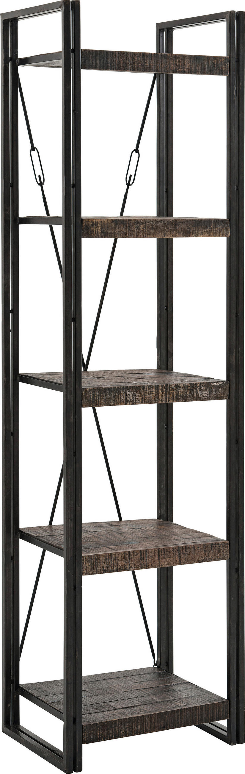 REGAL Mangoholz massiv Braun  - Braun, Design, Holz/Metall (55/200/40cm)