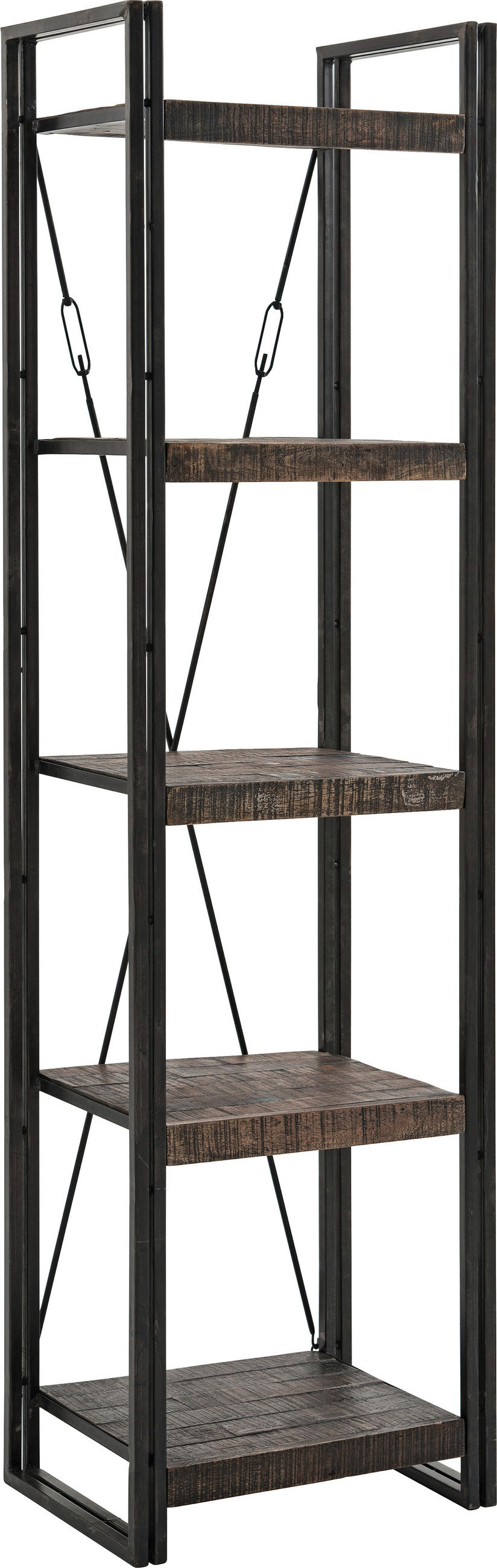 REGAL Mangoholz massiv Braun  - Braun, Design, Holz/Metall (55/200/40cm)