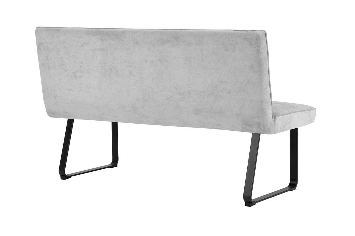 SITZBANK in Metall, Textil Hellgrau  - Hellgrau/Schwarz, MODERN, Textil/Metall (160/92/58cm) - MID.YOU