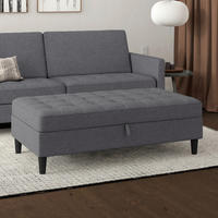 HOCKER PALERMO Webstoff, Leinenoptik Grau  - Schwarz/Grau, Basics, Kunststoff/Textil (130/43/69cm) - Livetastic