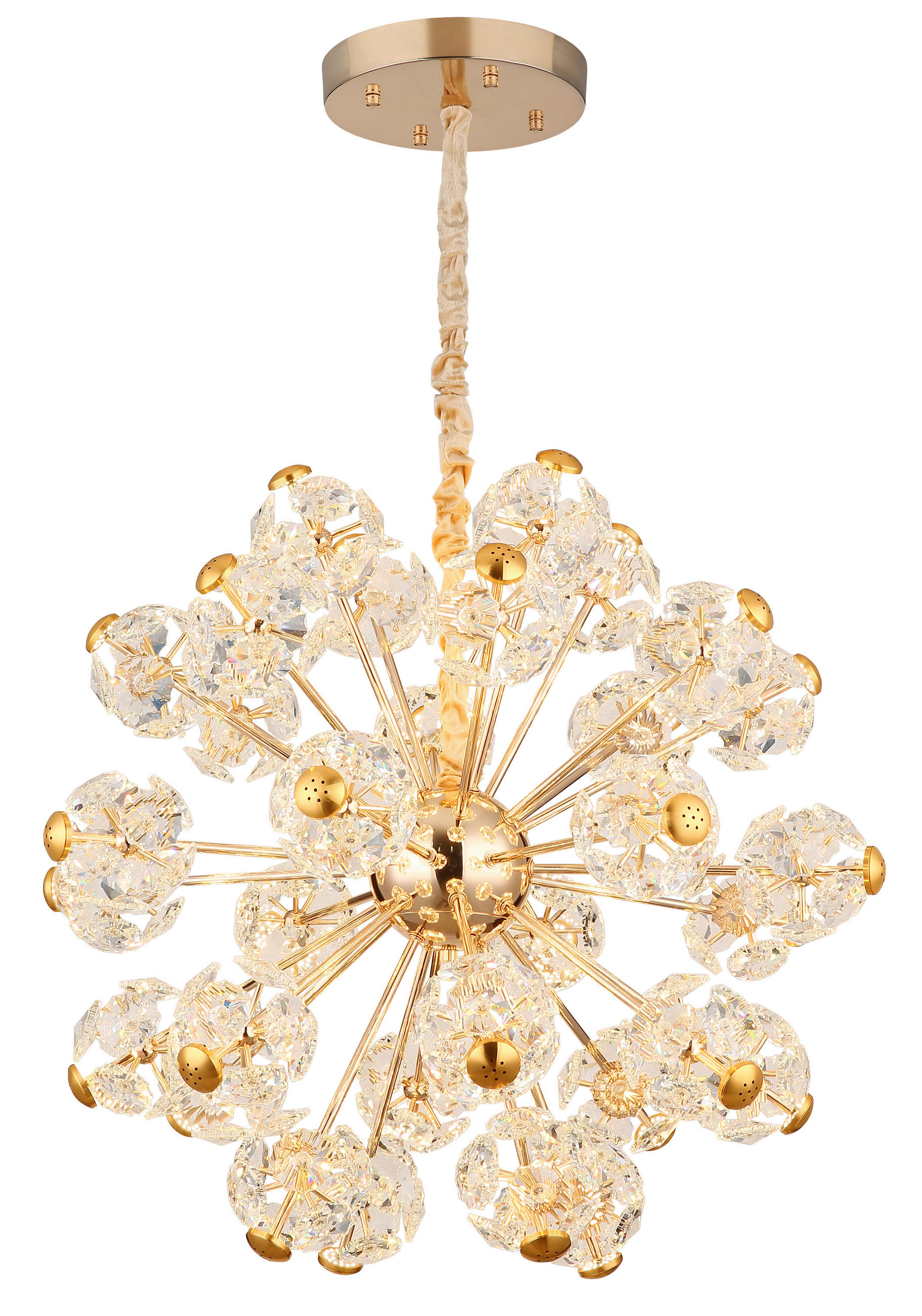 LED-HÄNGELEUCHTE FLORIELLA 80/140 cm  - Klar/Goldfarben, KONVENTIONELL, Glas/Metall (80/140cm)