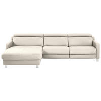 ECKSOFA Echtleder Beige  - Chromfarben/Beige, Design, Leder/Metall (176/291cm) - Valdera