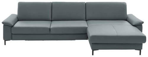 ECKSOFA in Echtleder Blaugrau  - Blaugrau/Schwarz, Design, Leder/Metall (334/176cm) - Dieter Knoll