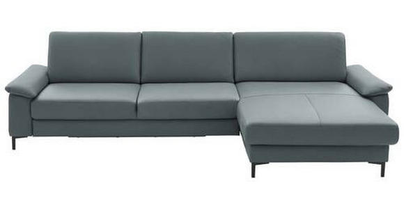 ECKSOFA in Echtleder Blaugrau 334/176 cm - Blaugrau/Schwarz, Design, Leder/Metall (334/176cm) - Dieter Knoll