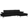 ECKSOFA in Echtleder Schwarz  - Schwarz, Design, Leder/Metall (325/157cm) - Dieter Knoll