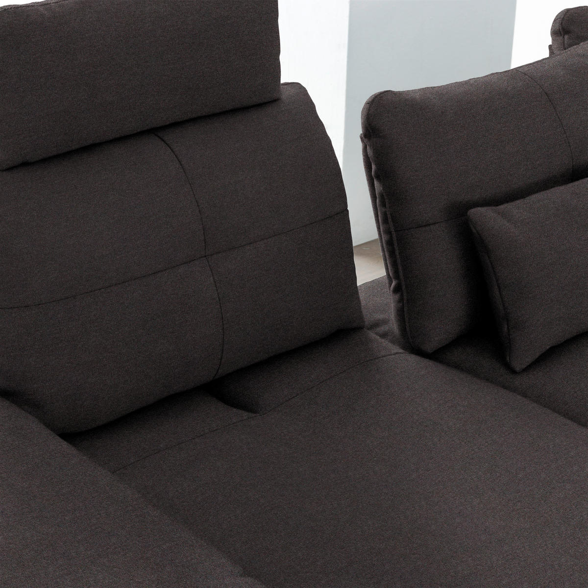 ECKSOFA in Flachgewebe Schwarz  - Schwarz, Design, Textil/Metall (344/271cm) - Chilliano