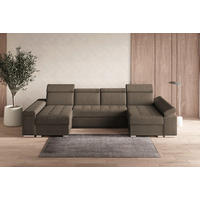 WOHNLANDSCHAFT TORONTO U Braun Webstoff  - Silberfarben/Braun, Design, Textil (168/330/168cm) - MID.YOU