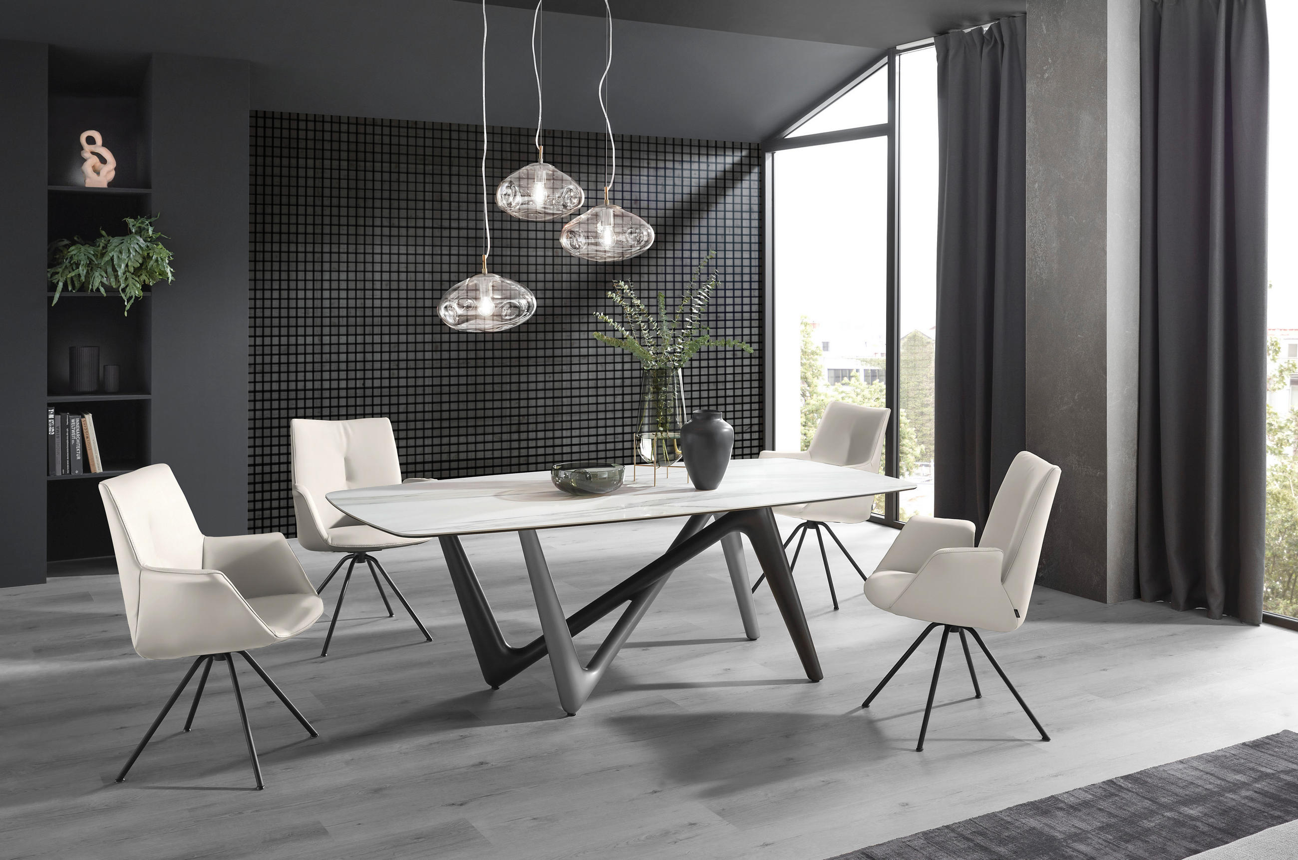 ARMLEHNSTUHL  in Stahl Echtleder pigmentiert  - Beige/Schwarz, Design, Leder/Metall (60/90/61cm) - Dieter Knoll