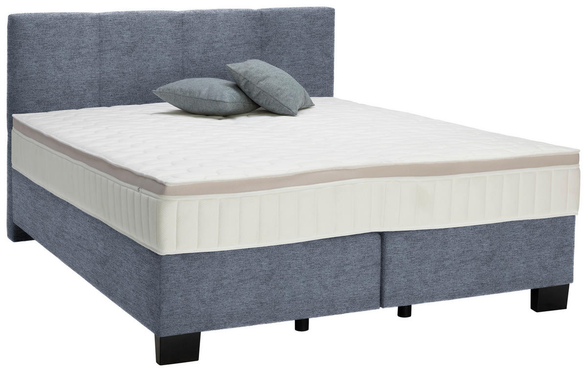 BOXSPRINGBETT 180/200 cm  in Blau  - Blau/Schwarz, Design, Kunststoff/Textil (180/200cm) - Hom`in