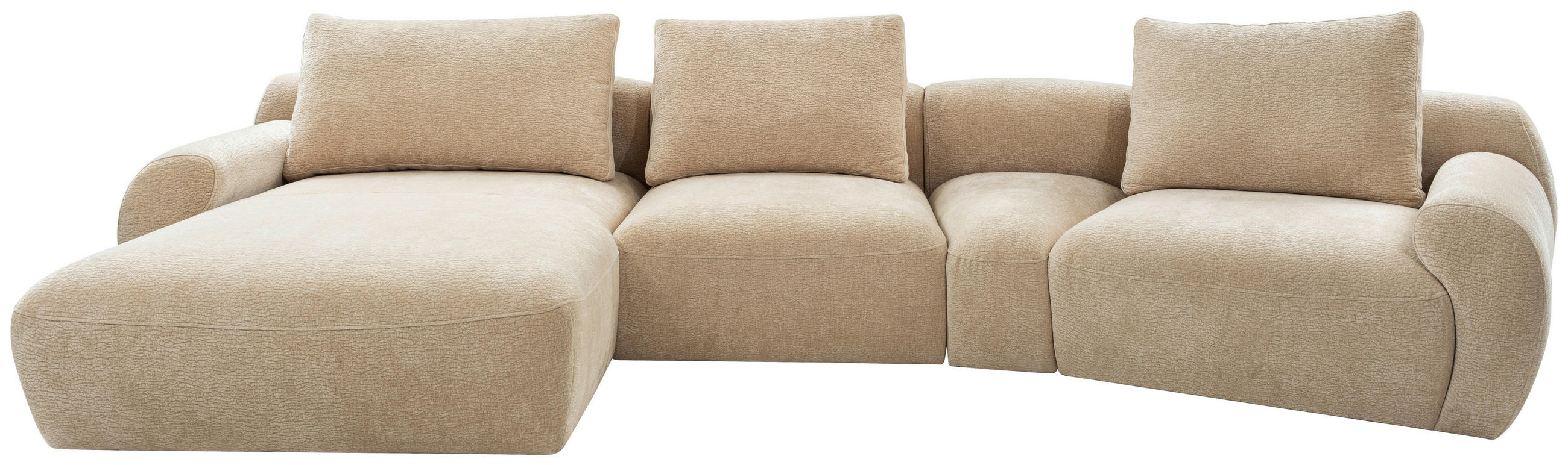 ECKSOFA Beige Chenille  - Beige/Schwarz, KONVENTIONELL, Kunststoff/Textil (176/362cm) - Carryhome