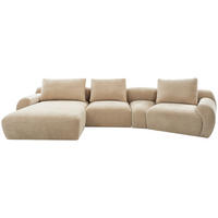 ECKSOFA Beige Chenille  - Beige/Schwarz, KONVENTIONELL, Kunststoff/Textil (176/362cm) - Carryhome