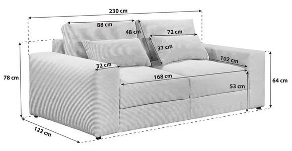BIGSOFA Cord Creme - Creme/Schwarz, KONVENTIONELL, Kunststoff/Textil (230/78/122cm) - Carryhome