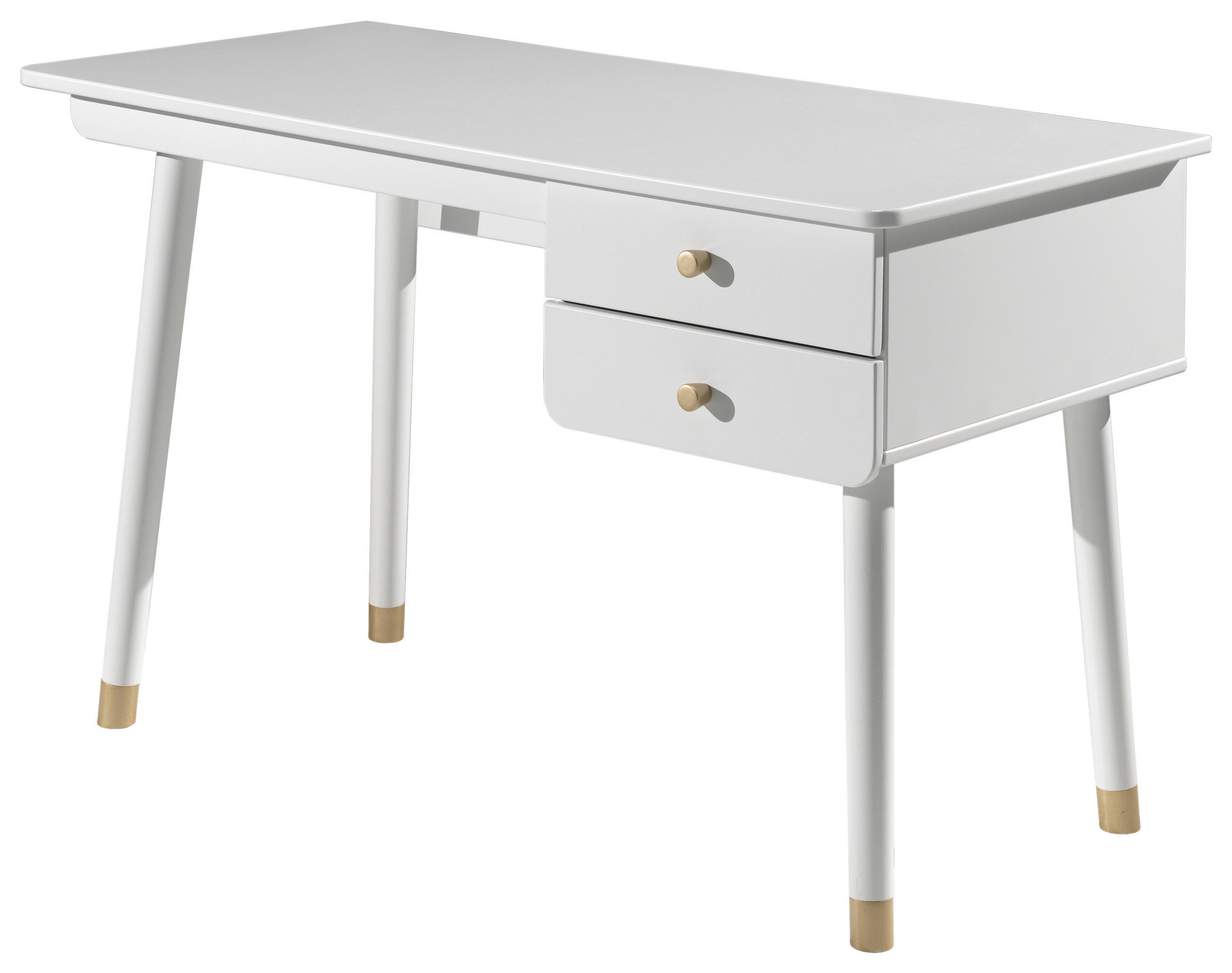 JUGENDSCHREIBTISCH 125/75/60 cm Weiß  - Goldfarben/Weiß, MODERN, Holzwerkstoff/Kunststoff (125/75/60cm) - Vipack