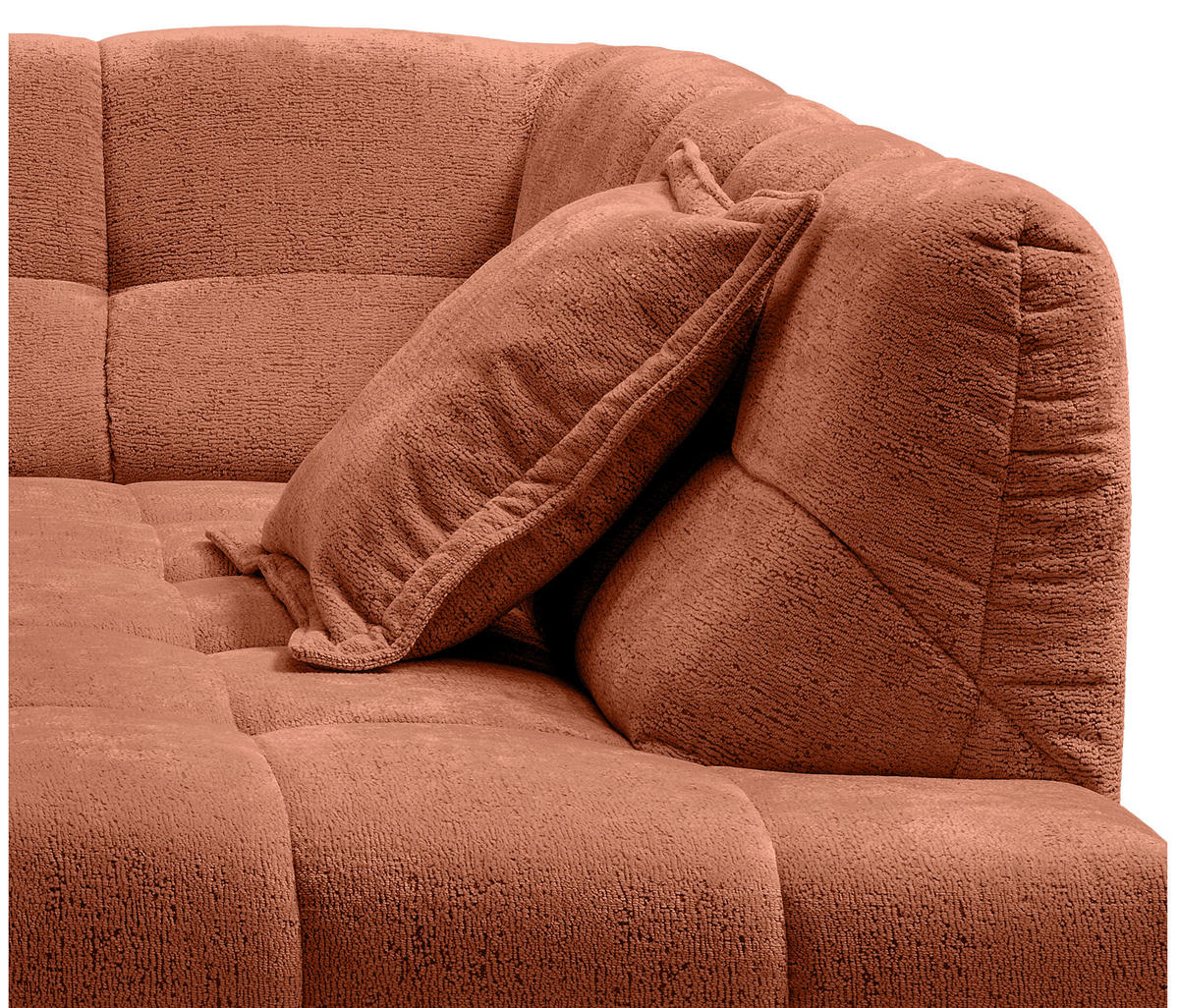 ECKSOFA Chenille Rostfarben  - Rostfarben/Schwarz, Modern, Kunststoff/Textil (254/203cm) - Livetastic