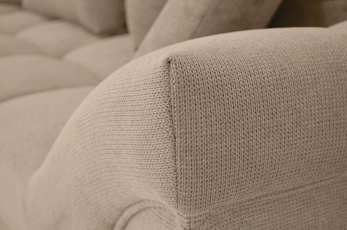 ECKSOFA Taupe Flachgewebe, Mikrofaser  - Taupe/Chromfarben, Design, Kunststoff/Textil (198/312cm) - Livetastic