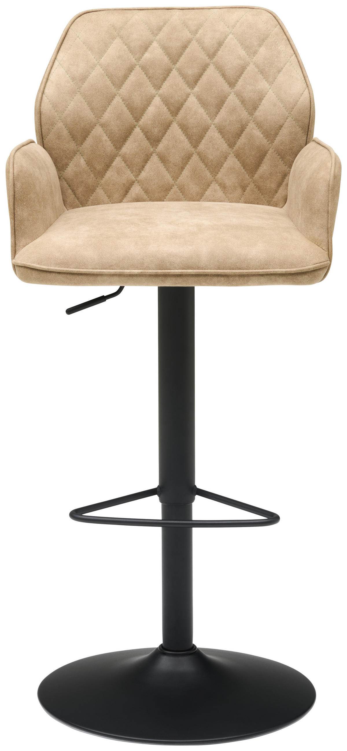 BARHOCKER Webstoff Schwarz, Beige Eisen  - Beige/Schwarz, KONVENTIONELL, Textil/Metall (51/90-111/52cm) - MID.YOU