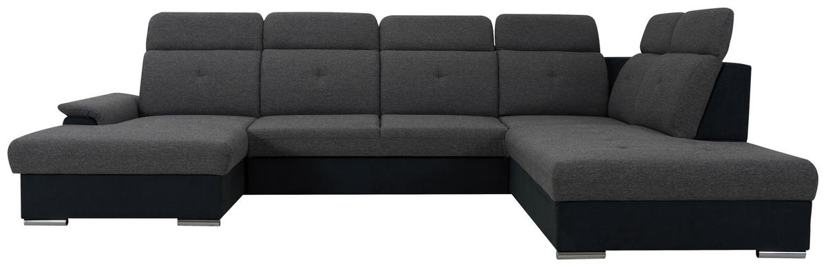 SEDACÍ SOUPRAVA, textil, černá, tmavě šedá - barvy stříbra/černá, Design, textil/plast (187/365/263cm) - Cantus