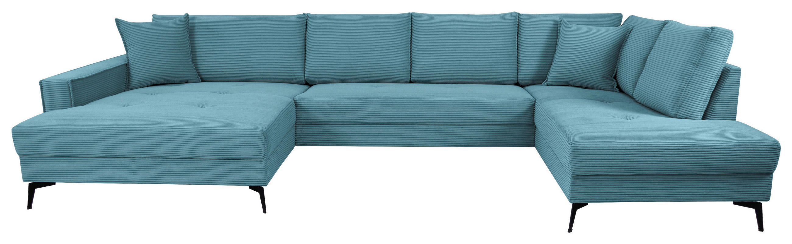 WOHNLANDSCHAFT ZERO Blau Cord  - Blau/Schwarz, Trend, Textil/Metall (173/362/195cm) - Livetastic