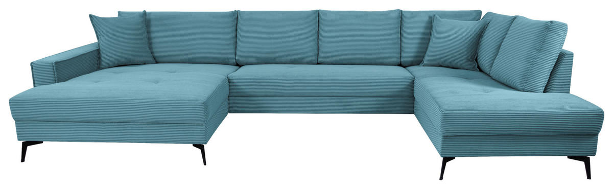 WOHNLANDSCHAFT ZERO Blau Cord  - Blau/Schwarz, Trend, Textil/Metall (173/362/195cm) - Livetastic