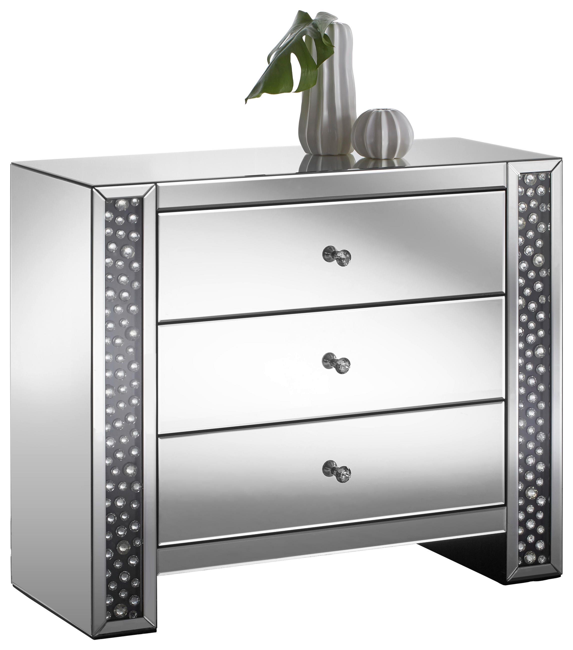 KOMODA, černá, barvy stříbra, 95,5/80,5/40 cm - barvy stříbra/černá, Design, kompozitní dřevo/sklo (95,5/80,5/40cm) - Xora