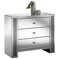 KOMODA, černá, barvy stříbra, 95,5/80,5/40 cm - barvy stříbra/černá, Design, kompozitní dřevo/sklo (95,5/80,5/40cm) - Xora