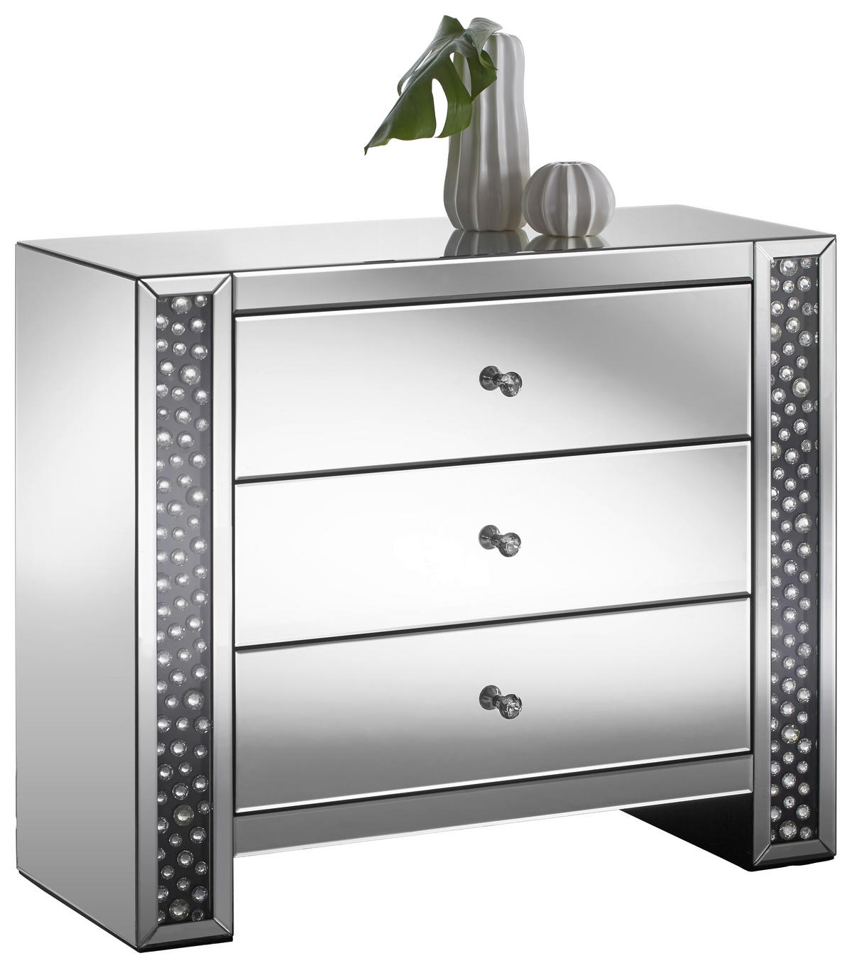 KOMODA, černá, barvy stříbra, 95,5/80,5/40 cm - barvy stříbra/černá, Design, kompozitní dřevo/sklo (95,5/80,5/40cm) - Xora