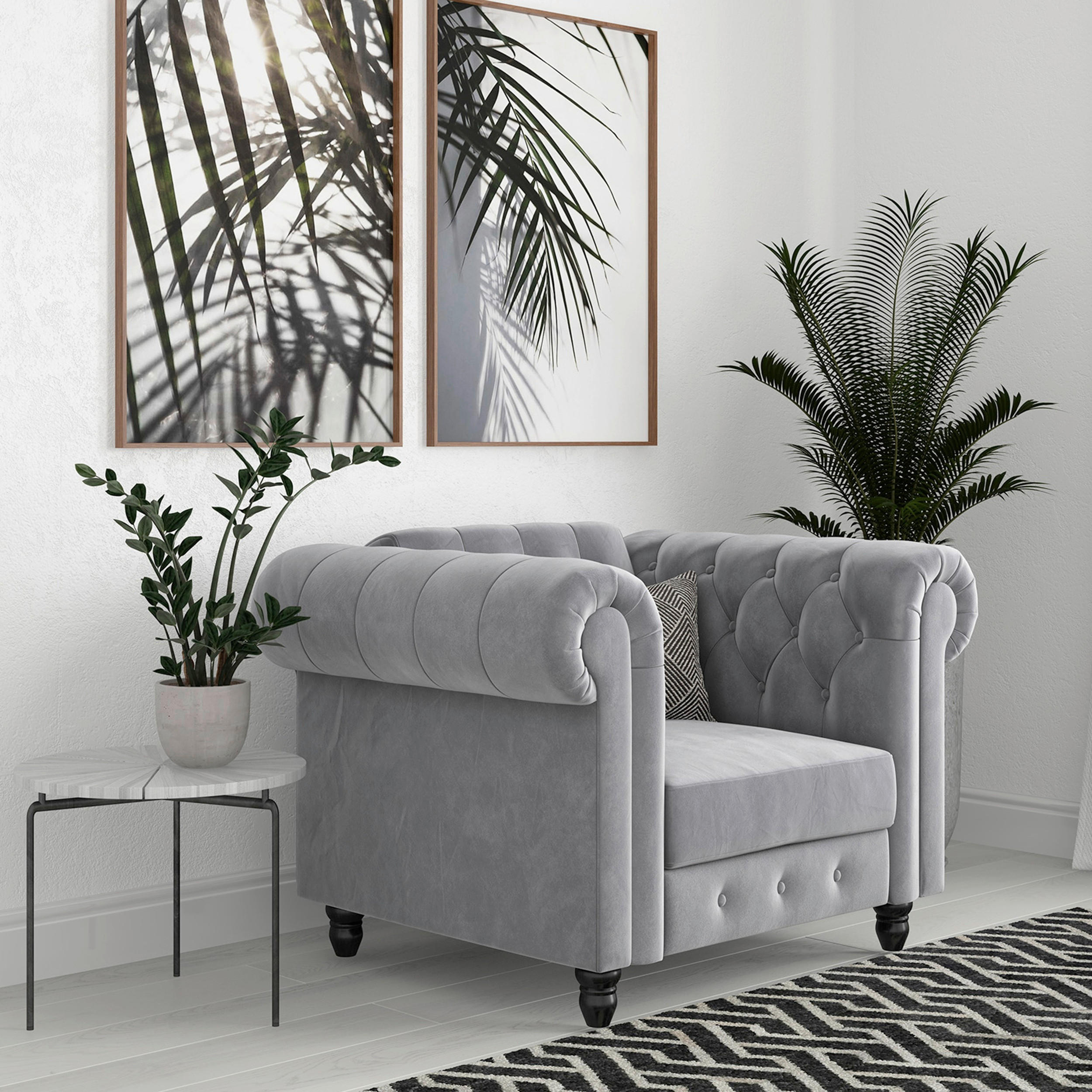 SESSEL in Velours Hellgrau  - Hellgrau/Schwarz, Basics, Holz/Textil (111/83/87cm) - Livetastic
