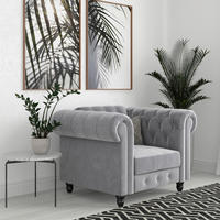 SESSEL in Velours Hellgrau  - Hellgrau/Schwarz, Basics, Holz/Textil (111/83/87cm) - Livetastic