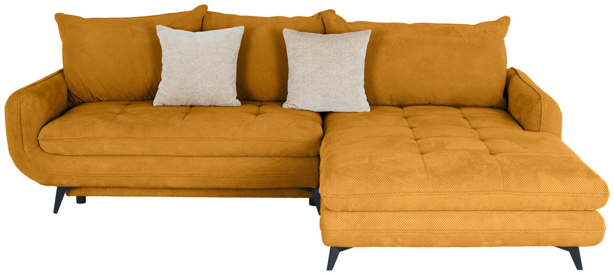 ECKSOFA WAVE Senfgelb Struktur  - Beige/Senfgelb, MODERN, Textil/Metall (266/189cm) - MID.YOU