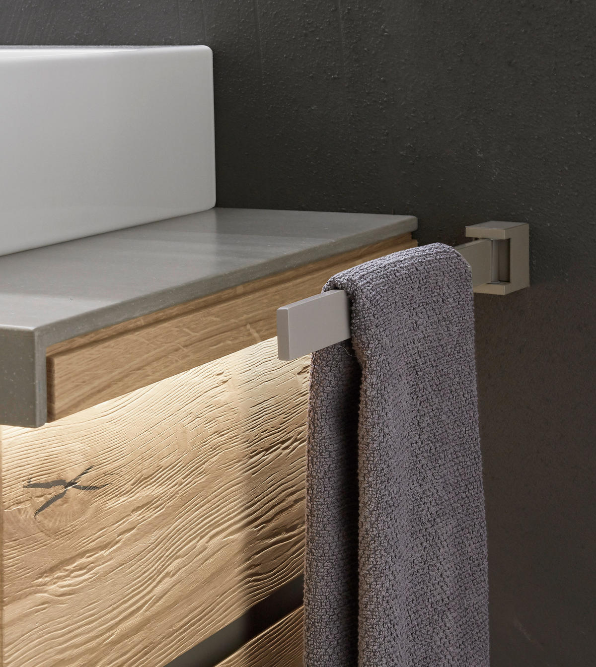 HANDTUCHHALTER 3/4,6/38,5 cm  - Grau, Basics, Metall (3/4,6/38,5cm) - Valdera