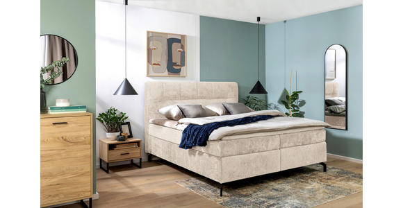 BOXSPRINGBETT 180/200 cm in Champagner - Champagner/Schwarz, Design, Textil/Metall (180/200cm) - Esposa
