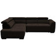 ECKSOFA in Struktur Dunkelbraun  205/284 cm  - Dunkelbraun/Schwarz, Design, Kunststoff/Textil (205/284cm) - Xora