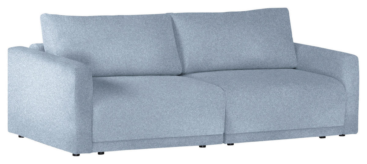 2,5-SITZER in Flachgewebe Hellblau  - Schwarz/Hellblau, Design, Kunststoff/Textil (240/70/125cm) - Xora