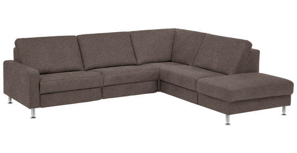 ECKSOFA in Mikrofaser Braun  - Alufarben/Braun, Design, Textil/Metall (275/242cm) - Dieter Knoll