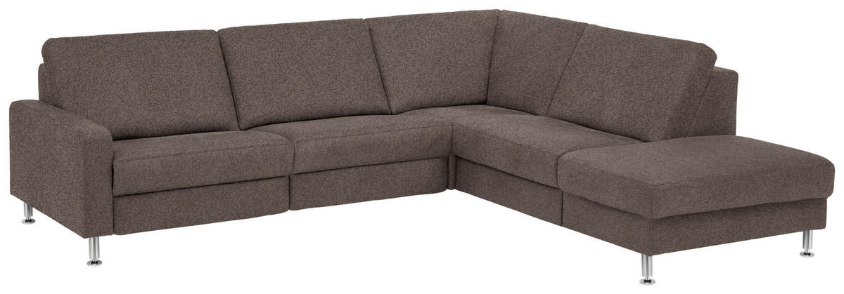 ECKSOFA in Mikrofaser Braun  - Alufarben/Braun, Design, Textil/Metall (275/242cm) - Dieter Knoll